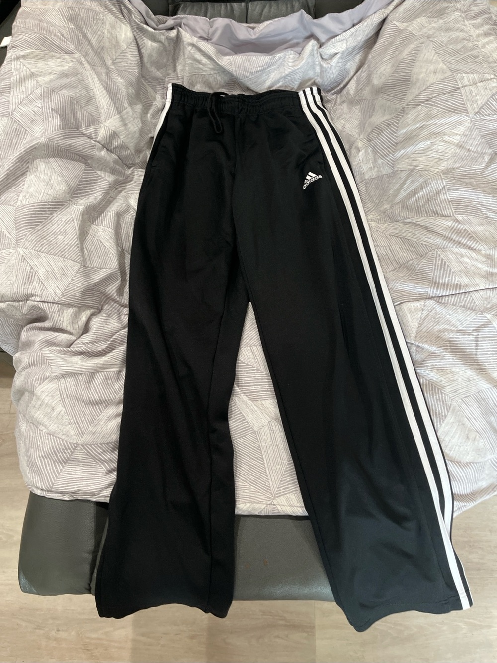 adidas Black Jogger Pants with White Side Stripes